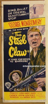 p988 STEEL CLAW Australian daybill movie poster '61 George Montgomery, WWII!