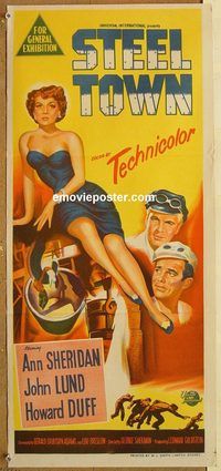 p989 STEEL TOWN Australian daybill movie poster '52 Ann Sheridan, Lund