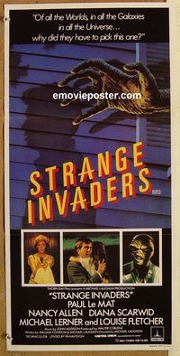 p995 STRANGE INVADERS Australian daybill movie poster` '83 Paul Le Mat
