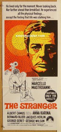 p996 STRANGER Australian daybill movie poster '68 Luchino Visconti