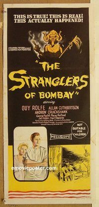 p997 STRANGLERS OF BOMBAY Australian daybill movie poster '60 murder cult!