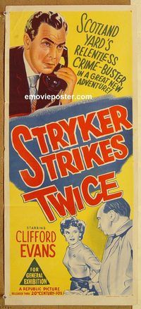 q002 STRYKER STRIKES TWICE Australian daybill movie poster '57 English!