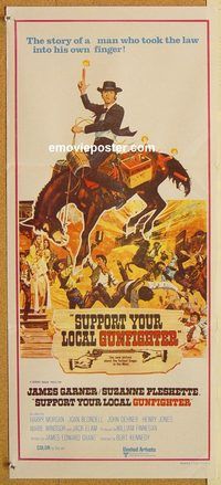 q016 SUPPORT YOUR LOCAL GUNFIGHTER Australian daybill movie poster '71