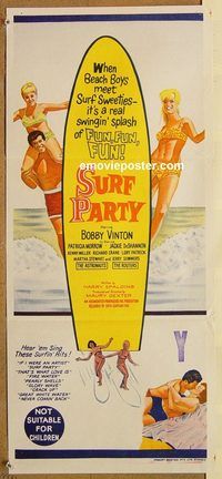 q017 SURF PARTY Australian daybill movie poster '64 Bobby Vinton