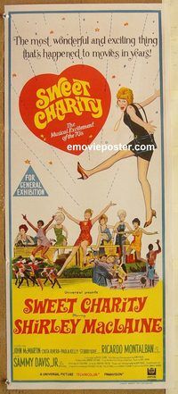 q020 SWEET CHARITY Australian daybill movie poster '69 Bob Fosse, MacLaine