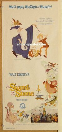 q022 SWORD IN THE STONE Australian daybill movie poster R70s Walt Disney
