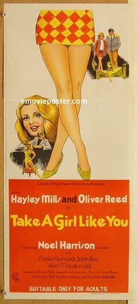 q025 TAKE A GIRL LIKE YOU Australian daybill movie poster '70 Mills, Reed