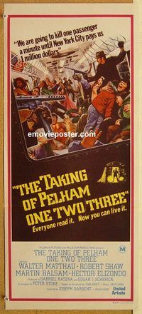 q028 TAKING OF PELHAM 1 2 3 Australian daybill movie poster '74 Matthau