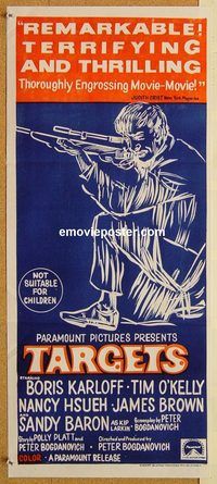 q032 TARGETS Australian daybill movie poster '68 Boris Karloff, Bogdanovich