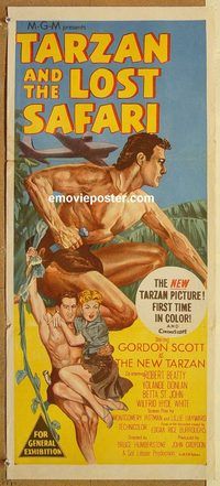 q035 TARZAN & THE LOST SAFARI Australian daybill movie poster '57 Scott