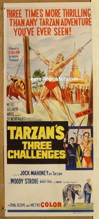 q038 TARZAN'S THREE CHALLENGES Australian daybill movie poster '63 Mahoney