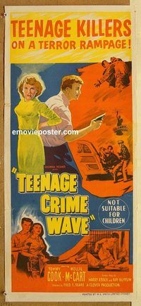 q041 TEEN-AGE CRIME WAVE Australian daybill movie poster '55 bad girls!