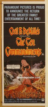 q043 TEN COMMANDMENTS Australian daybill movie poster R72 Charlton Heston