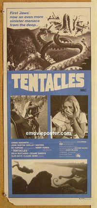 q046 TENTACLES Australian daybill movie poster '77 AIP, great octopus image!