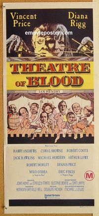 q054 THEATRE OF BLOOD Australian daybill movie poster '73 Vincent Price
