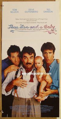 q063 THREE MEN & A BABY Australian daybill movie poster '87 Selleck, Danson