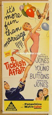 q067 TICKLISH AFFAIR Australian daybill movie poster '63 Jones, Gig Young