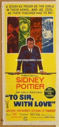 q070 TO SIR WITH LOVE Australian daybill movie poster '67 Sidney Poitier