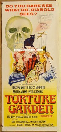 q078 TORTURE GARDEN Australian daybill movie poster '67 Bloch, Palance