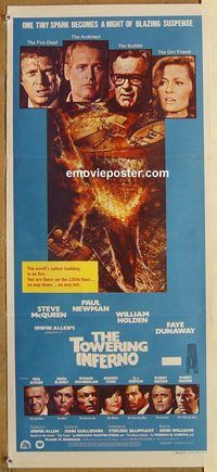 q079 TOWERING INFERNO Australian daybill movie poster '74 McQueen, Newman