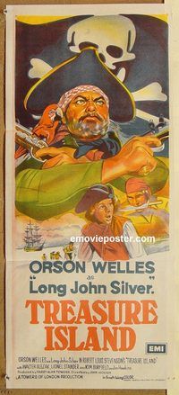 q083 TREASURE ISLAND Australian daybill movie poster '72 Orson Welles