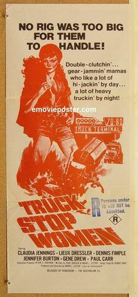 q086 TRUCK STOP WOMEN Australian daybill movie poster '74 big rig sex!