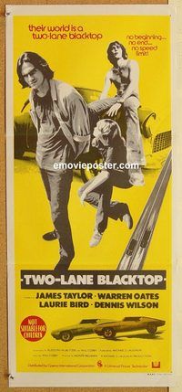 q095 TWO-LANE BLACKTOP Australian daybill movie poster '71 James Taylor