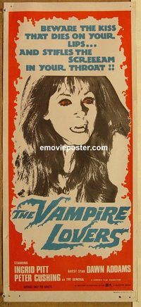 q104 VAMPIRE LOVERS Australian daybill movie poster '70 Peter Cushing, AIP