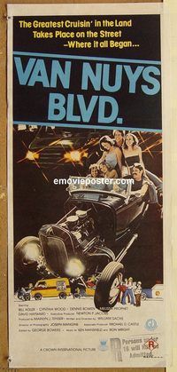 q105 VAN NUYS BLVD Australian daybill movie poster '79 fast cars, Adler