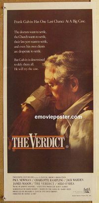 q106 VERDICT Australian daybill movie poster '82 Paul Newman, Jack Warden