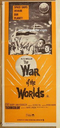 q119 WAR OF THE WORLDS Australian daybill movie poster R70s Gene Barry