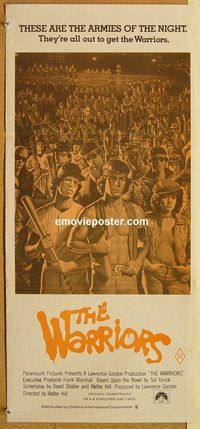 q123 WARRIORS Australian daybill movie poster R80s Walter Hill, teen gangs!