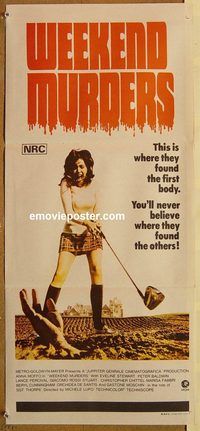 q125 WEEKEND MURDERS Australian daybill movie poster '72 Italian horror!