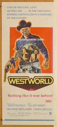 q128 WESTWORLD Australian daybill movie poster '73 Brynner, James Brolin