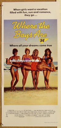 q131 WHERE THE BOYS ARE '84 Australian daybill movie poster '84 sexy girls!