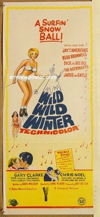 q136 WILD WILD WINTER Australian daybill movie poster '66 rock 'n' roll