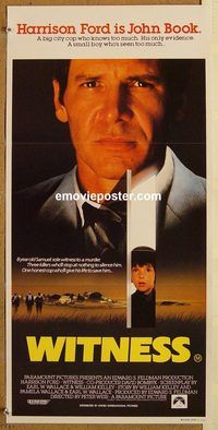 q139 WITNESS Australian daybill movie poster '85 Harrison Ford, McGillis
