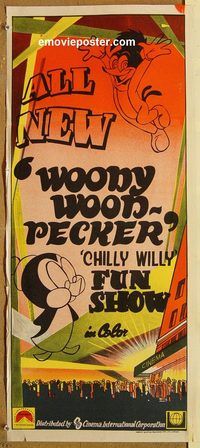 q144 WOODY WOODPECKER CHILLY WILLY FUN SHOW Australian daybill movie poster '70s