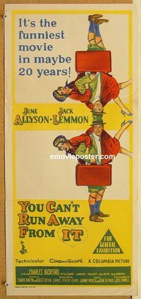 q152 YOU CAN'T RUN AWAY FROM IT Australian daybill movie poster '56 Lemmon