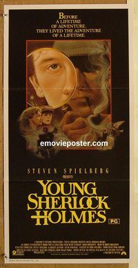 q156 YOUNG SHERLOCK HOLMES Australian daybill movie poster '85 Spielberg