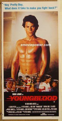 q157 YOUNGBLOOD Australian daybill movie poster '86 Rob Lowe, hockey!