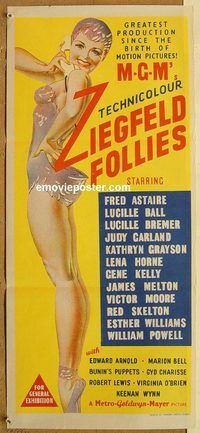 q159 ZIEGFELD FOLLIES Australian daybill movie poster '45 Astaire, Ball