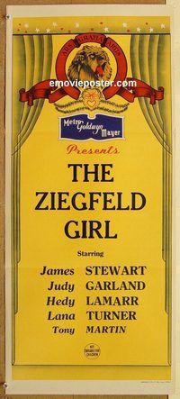 q160 MGM Aust stock daybill 1940s Ziegfeld Girl, James Stewart, Judy Garland, Lamarr, Lana Turner!