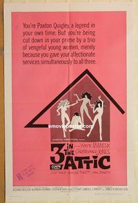 t009 3 IN THE ATTIC one-sheet movie poster '68 Yvette Mimieux, AIP