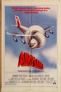 t019 AIRPLANE one-sheet movie poster '80 Lloyd Bridges, Leslie Nielsen