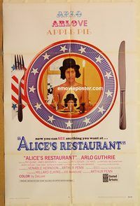 t026 ALICE'S RESTAURANT int'l one-sheet movie poster '69 Arlo Guthrie