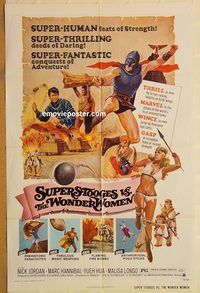 t030 AMAZONS AGAINST SUPERMAN one-sheet movie poster '75 Superstooges!