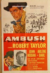 t031 AMBUSH one-sheet movie poster '50 Robert Taylor, Sam Wood
