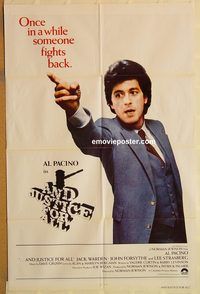 t035 AND JUSTICE FOR ALL int'l one-sheet movie poster '79 Al Pacino
