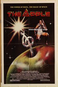 t041 APPLE green style one-sheet movie poster '80 wild rock musical!